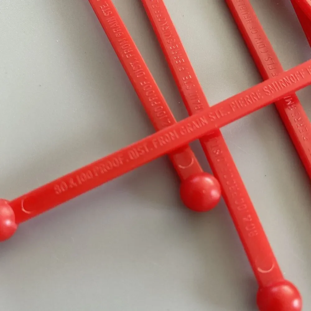 Lot 20 Vintage Smirnoff Vodka Swizzle Sticks Red Plastic Drink Stirrers Barware